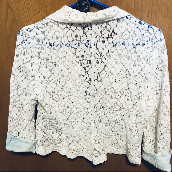 💜3/$30 Material Girl Junior Large White Lace Blazer Jacket - Picture 4 of 15